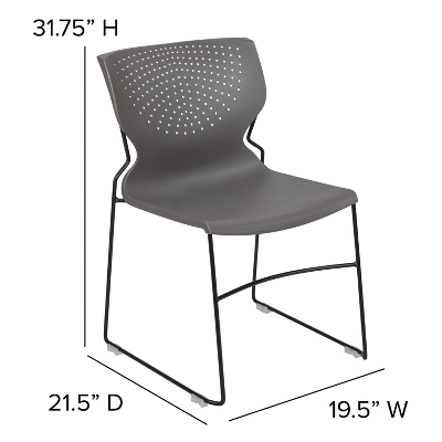 Flash Furniture HERCULES Series 661 Lb. Capacity Gray Full Back Stack Chair With Black Powder Coated Frame 7 Flash Furniture HERCULES Series 661 Lb. Capacity Gray Full Back Stack Chair With Black Powder Coated Frame - Image 5