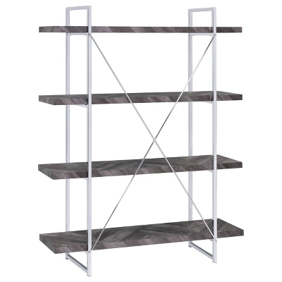 62.5" Grimma 4 Shelf Bookcase Rustic Gray - Coaster 6 62.5" Grimma 4 Shelf Bookcase Rustic Gray - Coaster - Image 4