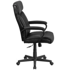Flash Furniture Raya High Back Black LeatherSoft Executive Swivel Office Chair With Slight Mesh Accent And Arms -Office Furniture GUEST 7096a8a7 16ef 436a 9d2a a38409758ac6