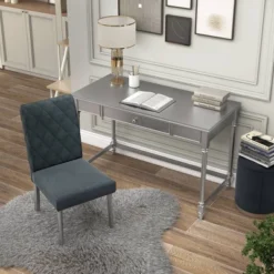 2pc Singger Writing Desk With Chair Gray - HOMES: Inside + Out 13 2pc Singger Writing Desk With Chair Gray - HOMES: Inside + Out -Office Furniture GUEST 71150932 5aab 46fc 8938 81ddac3b805e