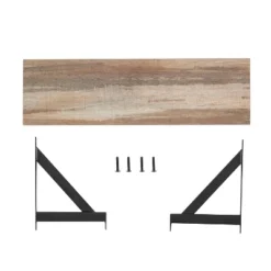 Genoa Wall Shelf On Triangular Metal Bracket Black/Rustic - Danya B. -Office Furniture GUEST 7180a11c b435 4a4d 9983 cbdc418a030e