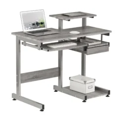 Complete Computer Workstation Desk Gray - Techni Mobili -Office Furniture GUEST 71d9c96e 95f6 4085 95a5 df69fdeea979