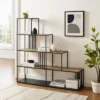 55.5" Modern 4 Shelf With Metal Bar Room Divider Bookcase Coastal Oak/Black - Saracina Home 2 55.5" Modern 4 Shelf With Metal Bar Room Divider Bookcase Coastal Oak/Black - Saracina Home -Office Furniture GUEST 71d9f044 a019 4b83 b8c8 118205910759