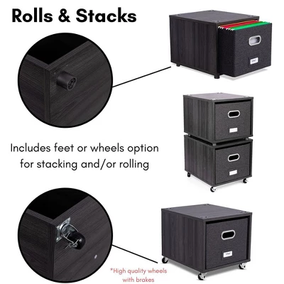 BirdRock Home Rolling Storage File Cabinet With 1 Lateral Drawer - Driftwood Grey 5 BirdRock Home Rolling Storage File Cabinet With 1 Lateral Drawer - Driftwood Grey - Image 3