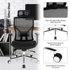 Costway Ergonomic Office Chair High-Back Mesh Chair W/Adjustable Lumbar Support -Office Furniture GUEST 74647328 76ca 47e8 af88 2795517ac313