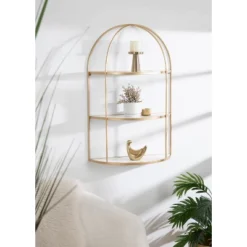 21" X 32" Freade Tiered Decorative Wall Shelf White/Gold - Kate & Laurel All Things Decor 13 21" X 32" Freade Tiered Decorative Wall Shelf White/Gold - Kate & Laurel All Things Decor -Office Furniture GUEST 77a894b3 1690 41ee a2c8 2d6a58e75070