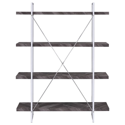 62.5" Grimma 4 Shelf Bookcase Rustic Gray - Coaster 7 62.5" Grimma 4 Shelf Bookcase Rustic Gray - Coaster - Image 5