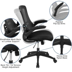 Flash Furniture 48"W X 24"D Electric Height Adjustable Standing Desk With Mesh Swivel Ergonomic Task Office Chair -Office Furniture GUEST 7b4d4da4 b838 465d 8186 556748b2e5d8