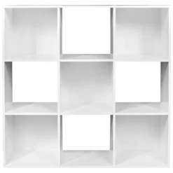 ClosetMaid 9 Cube Laminated Wood Stackable Open Bookcase Display Shelf Storage Organizer For Household, Living Rooms, And Studies, White