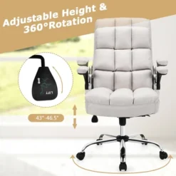 Costway High Back Big & Tall Office Chair Adjustable Swivel W/Flip-up Arm -Office Furniture GUEST 7c8b0e43 547b 4191 893b 8d5a293ad2ba