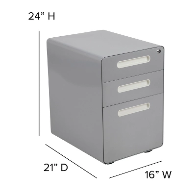 Flash Furniture Ergonomic 3-Drawer Mobile Locking Filing Cabinet With Anti-Tilt Mechanism And Hanging Drawer For Legal & Letter Files 7 Flash Furniture Ergonomic 3-Drawer Mobile Locking Filing Cabinet With Anti-Tilt Mechanism And Hanging Drawer For Legal & Letter Files - Image 5