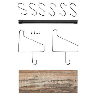 6 Hook Amelia Wall Shelf With Hanging Rod Black/Rustic - Danya B. 8 6 Hook Amelia Wall Shelf With Hanging Rod Black/Rustic - Danya B. - Image 6