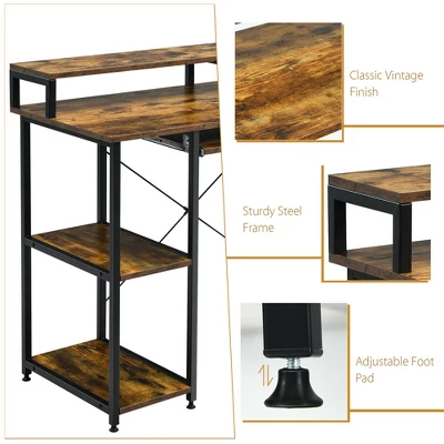 Costway 47'' Computer Desk Writing Study Table W/ Keyboard Tray & Monitor Stand 9 Costway 47'' Computer Desk Writing Study Table W/ Keyboard Tray & Monitor Stand - Image 7