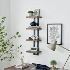36" X 11" 4 Tier Ladder Bracket Floating Wall Shelf Unit - Danya B. 27 36" X 11" 4 Tier Ladder Bracket Floating Wall Shelf Unit - Danya B. -Office Furniture GUEST 870c2c8b 2762 4ec6 82a7 3ad2f805a9b5