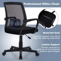 Costway Mid-Back Office Executive Chair Mesh Chair Height Adjustable W/ Lumbar Support -Office Furniture GUEST 874e5304 6f06 4c5a a905 6042c855cec8