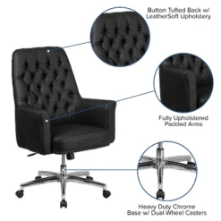 Merrick Lane Office Chair Ergonomic Executive Tufted Mid-Back With Padded Arms 360° Swivel And Adjustable Height -Office Furniture GUEST 88787de8 2eb1 42cb 877f 958a8989d63f