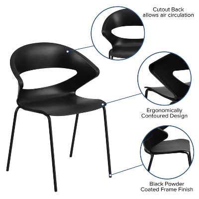 Flash Furniture HERCULES Series 440 Lb. Capacity Black Stack Chair 4 Flash Furniture HERCULES Series 440 Lb. Capacity Black Stack Chair - Image 2