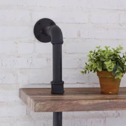 Modern Industrial 6-Tier Iron Pipe Wall Mount Ladder Shelf Distressed Wood - Danya B. -Office Furniture GUEST 89e1343f dc4e 47ec ae73 749041b07608