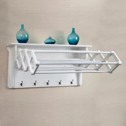 36" X 18" Wall Shelf With Collapsible Drying Rack And Hooks - Danya B. 9 36" X 18" Wall Shelf With Collapsible Drying Rack And Hooks - Danya B. -Office Furniture GUEST 89fc9475 e18e 44da bd7c 879ff475be82