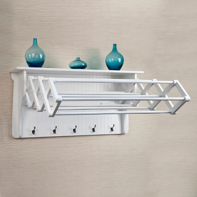 36" X 18" Wall Shelf With Collapsible Drying Rack And Hooks - Danya B. 5 36" X 18" Wall Shelf With Collapsible Drying Rack And Hooks - Danya B. - Image 3
