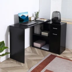 HomCom L-Shaped Computer Desk Workstation With Rotating Storage Shelves And Drawer 18 HomCom L-Shaped Computer Desk Workstation With Rotating Storage Shelves And Drawer -Office Furniture GUEST 919e56ff b5cd 4d71 8cc6 0070c8fe6e8e
