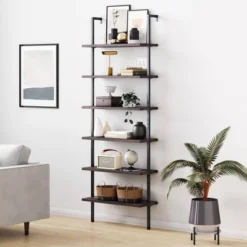 85" Theo 6 Tier Wood Wall Mount Ladder Bookshelf - Nathan James 19 85" Theo 6 Tier Wood Wall Mount Ladder Bookshelf - Nathan James -Office Furniture GUEST 92265e76 c32d 4e18 b81a e28bd8cdba49