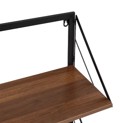 Honey-Can-Do 2 Tier Laundry Shelf With Wood Walnut 4 Honey-Can-Do 2 Tier Laundry Shelf With Wood Walnut - Image 2