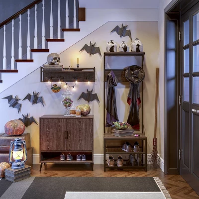 Afton 4 Hook Metal Frame Wall Shelf Woodgrain - RiverRidge Home 8 Afton 4 Hook Metal Frame Wall Shelf Woodgrain - RiverRidge Home - Image 6