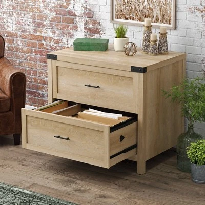 2 Drawer Bridge Acre Rustic Farmhouse Lateral File Cabinet Orchard Oak - Sauder 4 2 Drawer Bridge Acre Rustic Farmhouse Lateral File Cabinet Orchard Oak - Sauder - Image 2