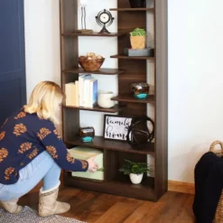 Sunnydaze Decor Sunnydaze Indoor Rosalee 9-Tier Open Bookshelf With Staggered Shelves - Coffee Brown -Office Furniture GUEST 9c737be2 35d3 459e a1e9 0e3798ed2f15