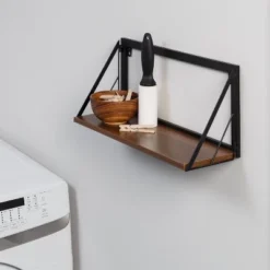 Honey-Can-Do Small Laundry Wall Shelf With Wood Walnut -Office Furniture GUEST 9cfae3e8 37a9 4b51 9157 3363c511952a