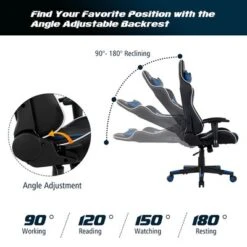 Costway X-Shaped Gaming Desk & Racing Style Massage Chair Set Home Office Black+White/Blue/Grey/Red -Office Furniture GUEST 9db5e53d f389 423f b130 b15f947d01be