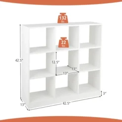 Costway Kids Toy Storage Organizer 9-Cube Kids Bookcase For Books Toys Ornaments -Office Furniture GUEST 9e360622 542f 4686 8e61 9315c5cf58f5
