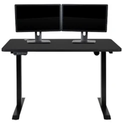 Emma And Oliver 48" Wide Black Electric Adjustable Standing Desk & Black Swivel Office Chair -Office Furniture GUEST 9f0dcf3b f92a 4c7c 91a1 bdb3fc28cdd1