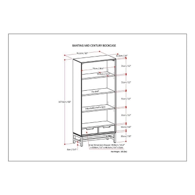 66" Devlin Mid-Century Bookshelf Walnut Brown - WyndenHall 10 66" Devlin Mid-Century Bookshelf Walnut Brown - WyndenHall - Image 8