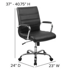 Flash Furniture 48" Wide Black Electric Height Adjustable Standing Desk With Mid-Back Black LeatherSoft And Chrome Executive Swivel Office Chair -Office Furniture GUEST a285ece2 ca14 4784 9006 6ed38d1e3da8 1