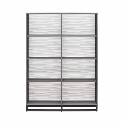 65.51" Large Maddock Bookcase Room Divider With Faux Wave Pattern Graphite - Room & Joy 10 65.51" Large Maddock Bookcase Room Divider With Faux Wave Pattern Graphite - Room & Joy - Image 8