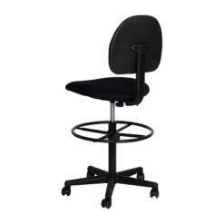 Emma And Oliver Black Fabric Mid-Back Drafting Chair With Back Depth Adjustment, Height Adjustable Swivel Seat And Footring -Office Furniture GUEST a5b06ee4 1caa 4257 98cf 442d481bcce9