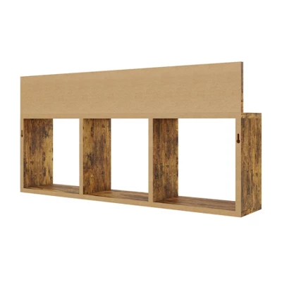 31.5" X 15.7" Rustic Floating Triple Cubby Shelf - Danya B. 6 31.5" X 15.7" Rustic Floating Triple Cubby Shelf - Danya B. - Image 4