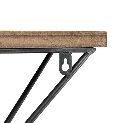 Wall Mount Floating Shelf With Diamond Shaped Iron Bracket Brown - Danya B. 6 Wall Mount Floating Shelf With Diamond Shaped Iron Bracket Brown - Danya B. - Image 4