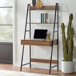 3pc Denton Ladder Desk And Shelf Walnut/Black - Buylateral -Office Furniture GUEST aeb7134a 84b9 4fbb ada4 922c6f3e8ba0
