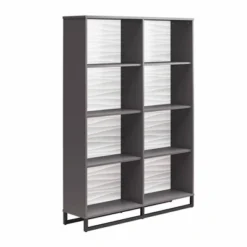 65.51" Large Maddock Bookcase Room Divider With Faux Wave Pattern Graphite - Room & Joy 21 65.51" Large Maddock Bookcase Room Divider With Faux Wave Pattern Graphite - Room & Joy -Office Furniture GUEST b0c91cf5 0e04 4954 a49d 015ea761157d