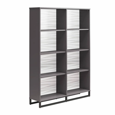 65.51" Large Maddock Bookcase Room Divider With Faux Wave Pattern Graphite - Room & Joy 11 65.51" Large Maddock Bookcase Room Divider With Faux Wave Pattern Graphite - Room & Joy - Image 9