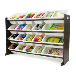 Extra Large Toy Storage Organizer With 20 Storage Bins Espresso/White - Humble Crew