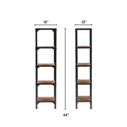 59.25" Overland Bookshelf Wood And Black Metal - Serta -Office Furniture GUEST b47480b0 a901 46f3 b037 586452bd9300