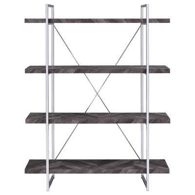 62.5" Grimma 4 Shelf Bookcase Rustic Gray - Coaster 4 62.5" Grimma 4 Shelf Bookcase Rustic Gray - Coaster - Image 2