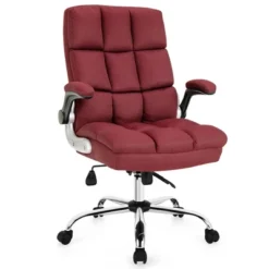 Costway High Back Big & Tall Office Chair Adjustable Swivel W/Flip-up Arm -Office Furniture GUEST b58760c5 5b4e 4269 ab48 a9a4a56bf76d