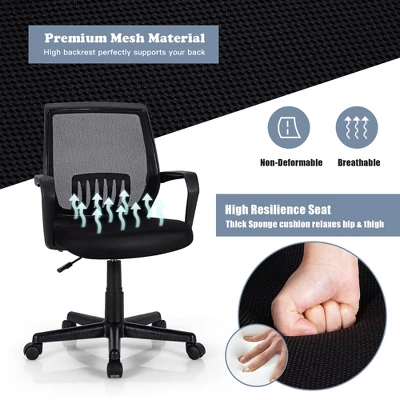 Costway Height Adjustable Mid-Back Mesh Chair Executive Chair W/ Lumbar Support 10 Costway Height Adjustable Mid-Back Mesh Chair Executive Chair W/ Lumbar Support - Image 8
