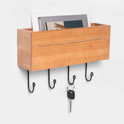 Beechwood Wall Storage With Hooks - Threshold™ 3 Beechwood Wall Storage With Hooks - Threshold™