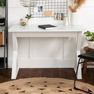 Glass Top Writing Desk With Drawer - Saracina Home 10 Glass Top Writing Desk With Drawer - Saracina Home - Image 8